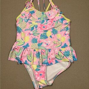 Girls Pink  One-Piece Swimsuit
Betsy Johnson  size 10 with sequence  butterflies
